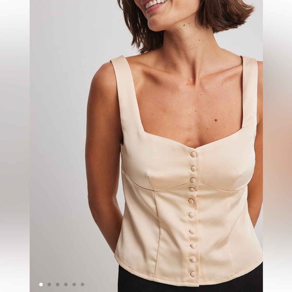 NA-KD satin top with buttons